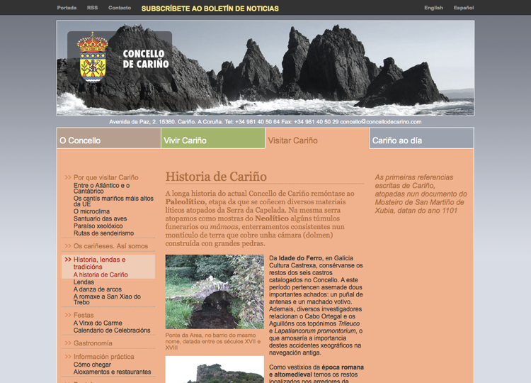 Web del Ayuntamiento de Cario