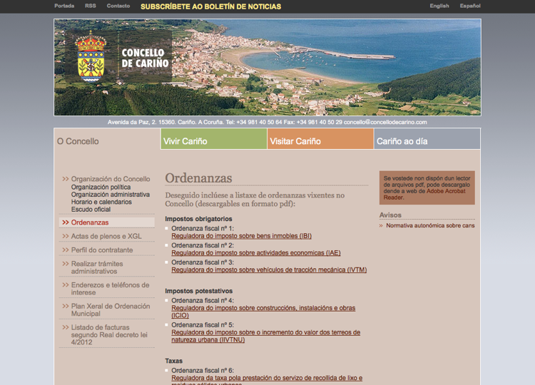 Web del Ayuntamiento de Cario