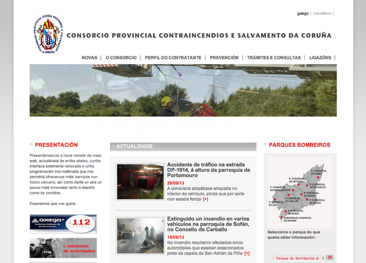 Web del Consorcio Provincial Contraincendios y Salvamento de A Corua