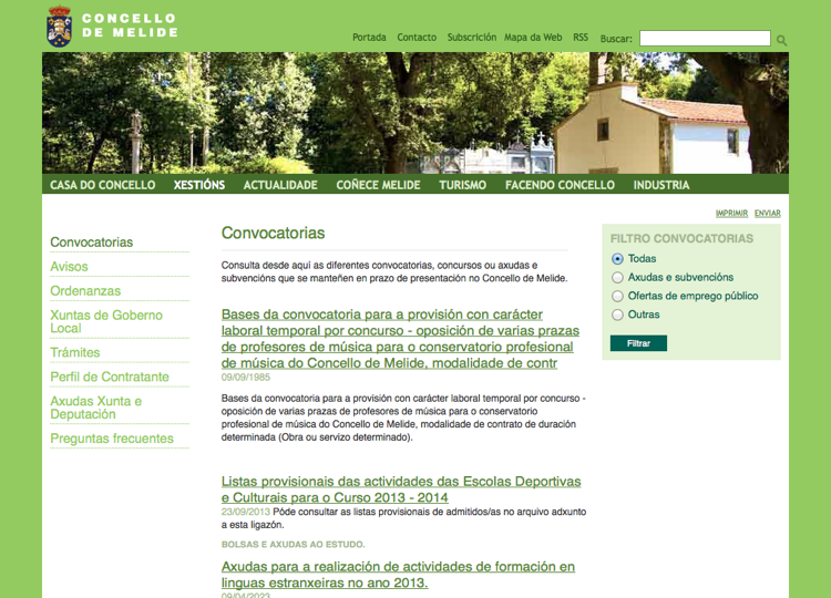 Web del Ayuntamiento de Melide