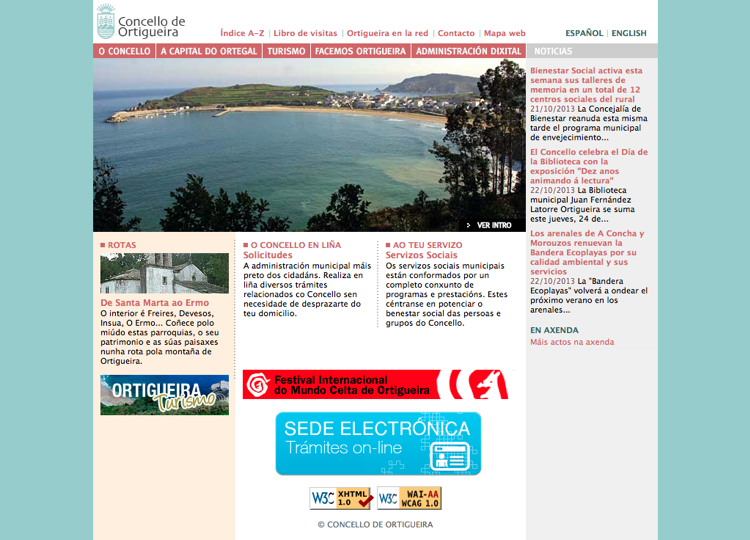 Web del Ayuntamiento de Ortigueira