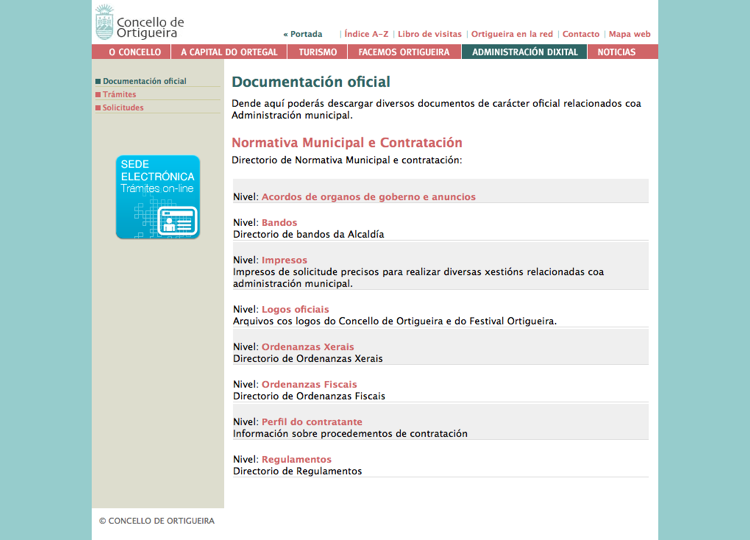 Web del Ayuntamiento de Ortigueira