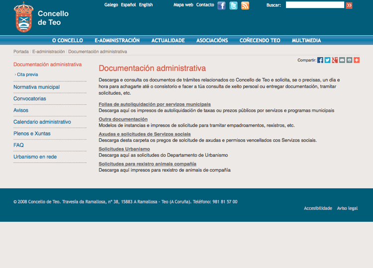 Portal web del Ayuntamiento de Teo